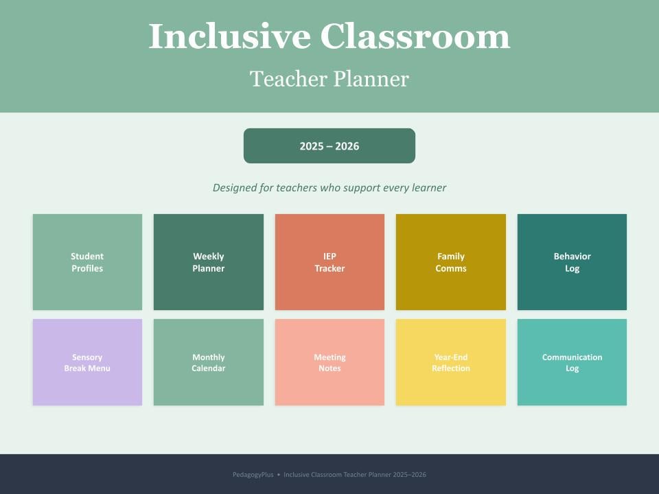 Inclusive Classroom Teacher Planner 2025-2026 | Special Education ...