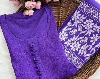 Dyeable Cotton Kurti Set with pants