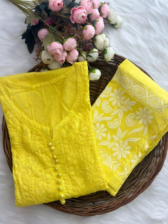 Dyeable Cotton Kurti Set with pants