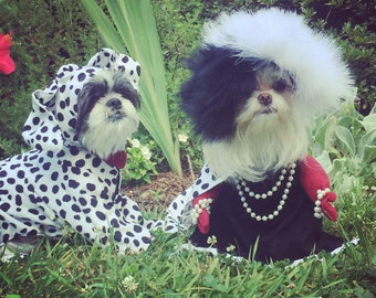 Dalmatian Print Dog Costume, Handmade Bodysuit (Fits 3-20 lbs)