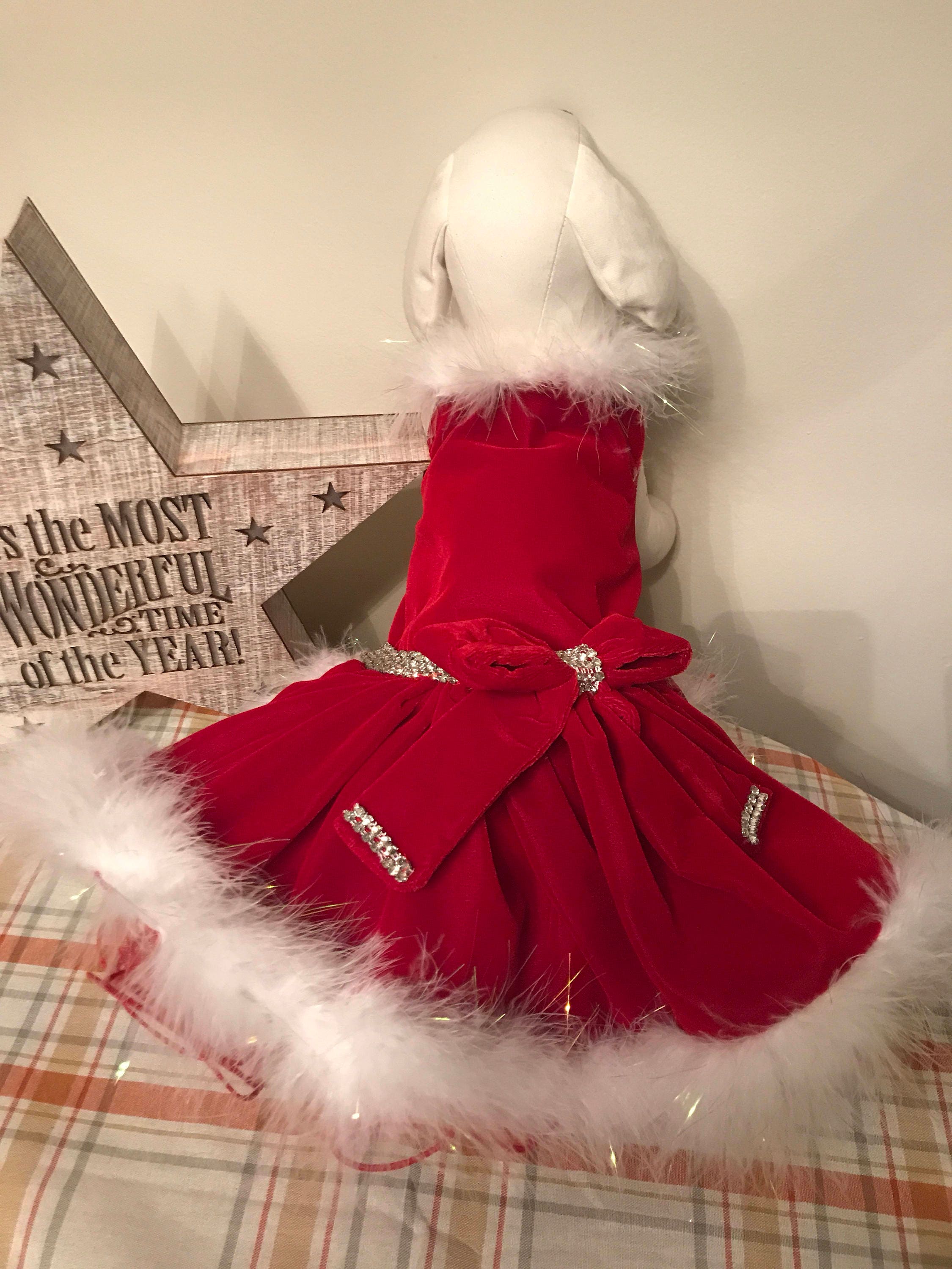 Cheistmas/holiday red velvet dog dress