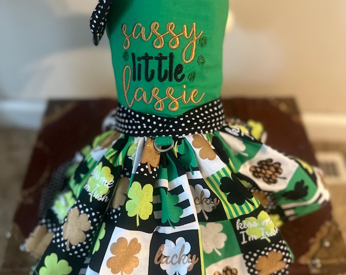 St.Patrick’s day/Shamrock dog dress Sassy little Lassie