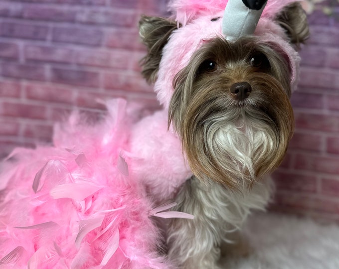 Light pink version of Flamingo dog costume for small breed pups!