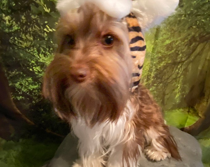 Tiger dog costume hood made to fit dogs up to 15 lbs