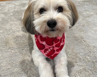 Valentine’s Day scrunchie dog bandanas with or without bow tie