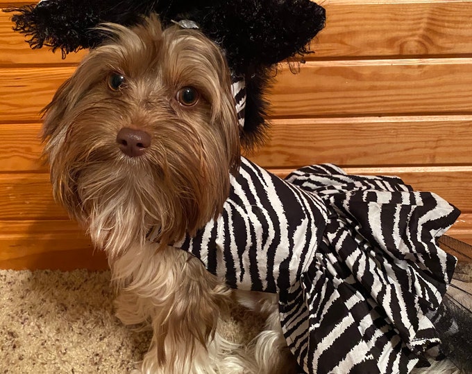 Boutique Quality adorable 2 piece Zebra Print Dog dress/Halloween Costume