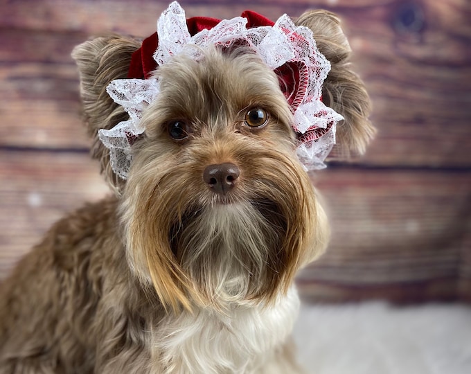 Santa/mrs claus /Granny style Red Velvet looking bonnet