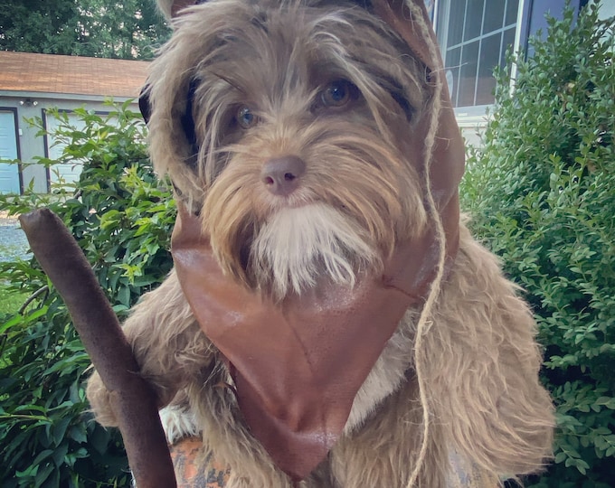 Furry Caramel woodland short pile Darker Tan Colored Dog Halloween Costume/Hood