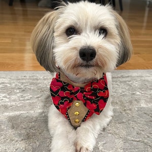 Valentine’s Day scrunchie dog bandanas with or without bow tie