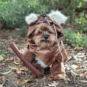 Adorable Furry Reddish Brown Woodland Dog Halloween Costume with hood image 1