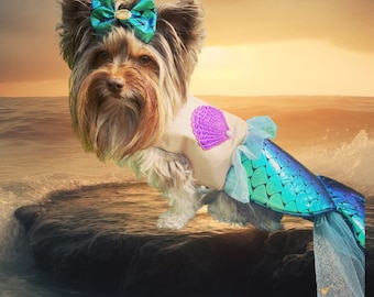 Adorable mermaid dog outfit/costume for little to larger pups!