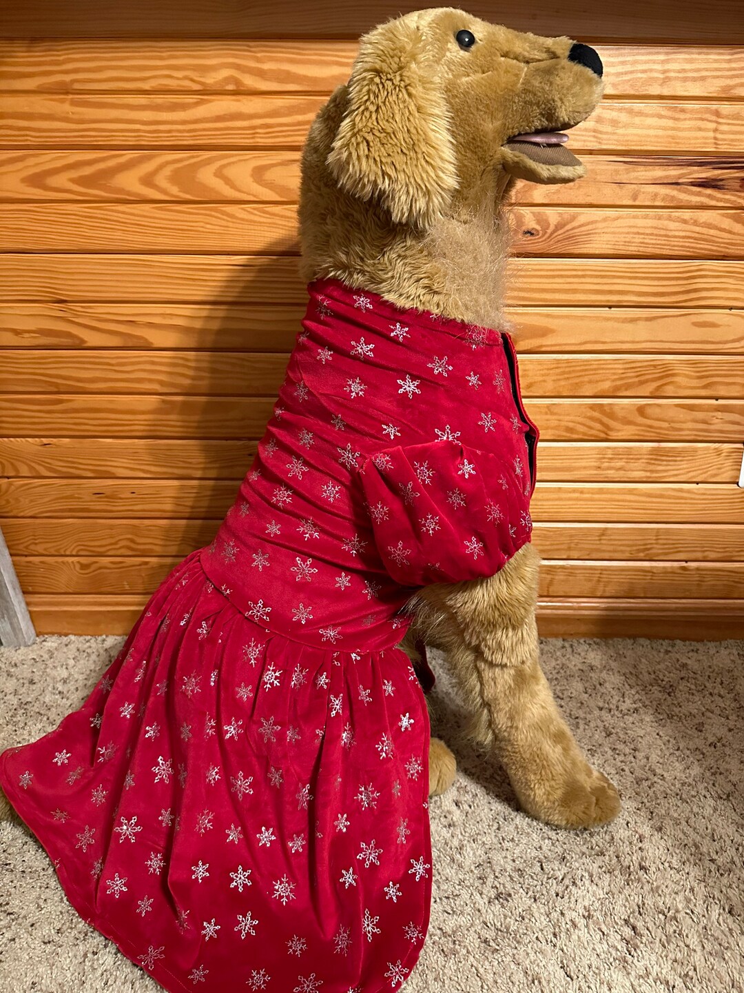 One and Only Large Breed Standard Holiday Dog Dress Red Velvet With Silver Snowflakes Etsy