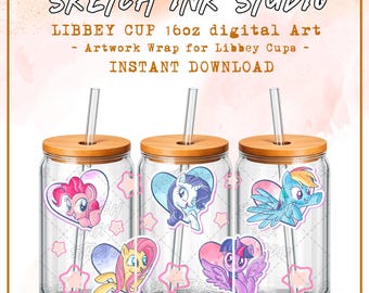 Magic Pony (Ingen Ai) 473 ml Libbey Glasburkplast PNG 300 DPI – Sublimeringstumblerdesign Digital nedladdning