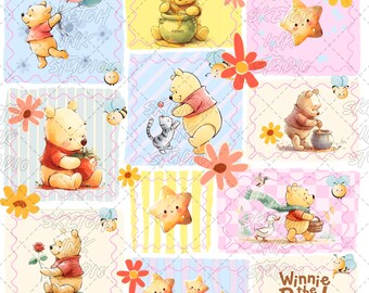 Scrapbook the Bear Toddy Doodle naadloos patroon – sublimatie, stof, scrapbooking (digitale download)