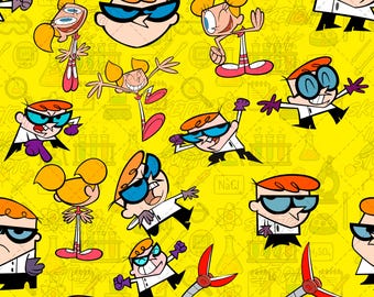 Motivo senza soluzione di continuità "Il laboratorio di Geniu", sfondo in stile cartone animato anni '90 (download digitale)