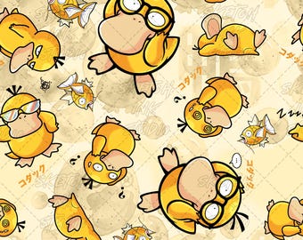 Duck Pocket Card Doodle Seamless Pattern Cream – Sublimering, Tyg, Scrapbooking (Digital Nedladdning)