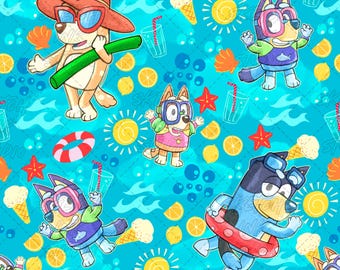 Handmade Littel dog Bluey Seamless Pattern Cream – Sublimation, Fabric, Scrapbooking (Digital Download)