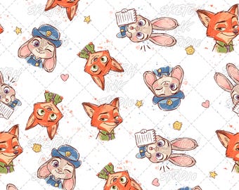 Handgjort Zoo Doodle Seamless Pattern Cream – Sublimering, Tyg, Scrapbooking (Digital Nedladdning)