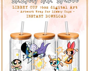 Big Eyes Heroines (Ingen AI) 473 ml Libbey Glasburkplast PNG 300 DPI – Sublimeringstumblerdesign Digital nedladdning