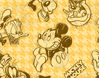Motivo Disney Doodle senza cuciture, fatto a mano, color crema – Sublimazione, Tessuto, Scrapbooking (Download digitale)