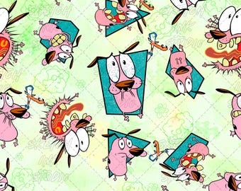 Cane il cane fifone, motivo senza cuciture, simpatico cane rosa, file senza cuciture per sublimazione, design per tessuti anni '90 PNG JPG