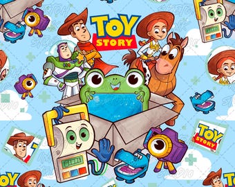 Toy Park Friends Adventure Blue (No IA) Seamless Pattern PNG 15" x 15" 300 DPI – Digitalt papper för sublimering - Ladda ner omedelbart