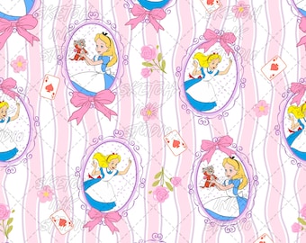 Alice i Underlandet Sömlöst Mönster – Vintage Skiss Digitalt Papper (Digital Nedladdning)