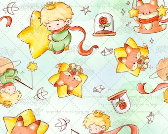 Lord Prince Seamless Pattern - Handritad skisskonst för tyg och scrapbooking