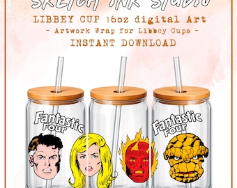 HERO 4 (Ingen AI) 473 ml Libbey glasburkplast PNG 300 DPI – Sublimeringstumblerdesign digital nedladdning