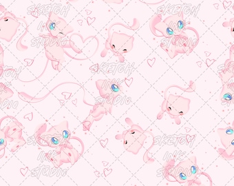 Handgjort Pocket Card Monster Seamless Pattern Cream – Sublimering, Tyg, Scrapbooking (Digital Nedladdning)