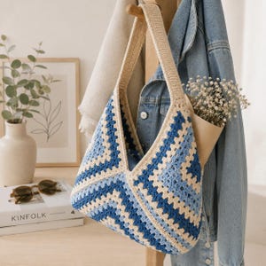 Modello PDF per borsa a tracolla Grandma Square all'uncinetto - Tutorial passo passo, modello di borsa Grandma Square in stile boho, borsa fai da te, download immediato