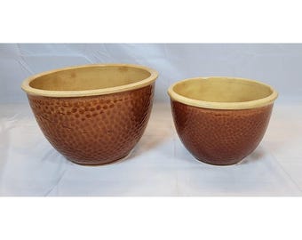 Dos (2) cuencos para mezclar de cerámica Watt Pottery KLAHAM'RD, fabricados en EE. UU. ¡2 por 1!