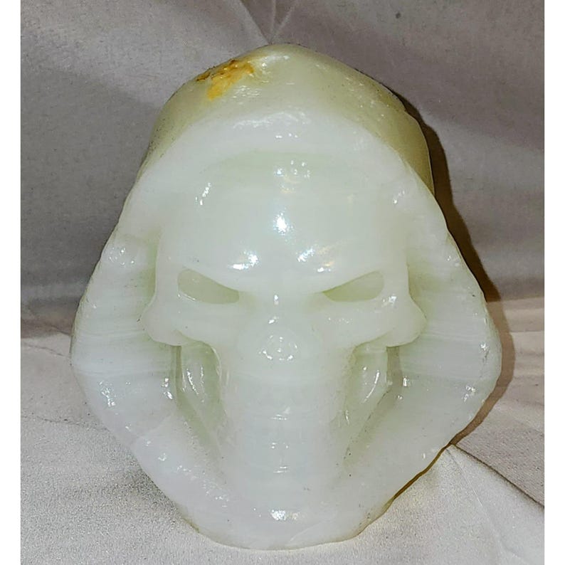 5.28lb Natural Onyx Vetro Quartz Hand Carved Death Skull Healing~Skeletor MOTU image 1