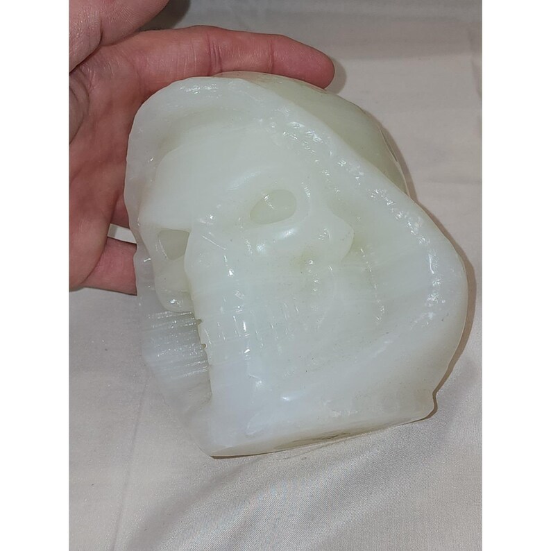 5.28lb Natural Onyx Vetro Quartz Hand Carved Death Skull Healing~Skeletor MOTU image 12