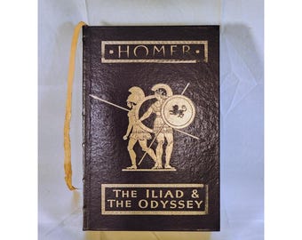 La Ilíada y la Odisea de Homero, encuadernadas en cuero ~ Barnes & Noble, 1994. Encuadernación firme.