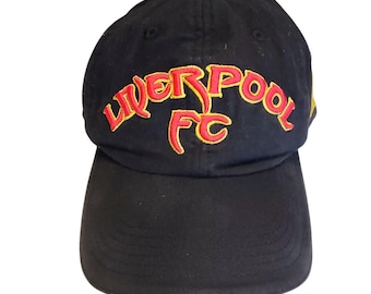 Vintage Soccer LIVERPOOL FOOTBALL CLUB Flex Black Cap Hat One Size Embroidered
