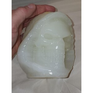 5.28lb Natural Onyx Vetro Quartz Hand Carved Death Skull Healing~Skeletor MOTU image 11