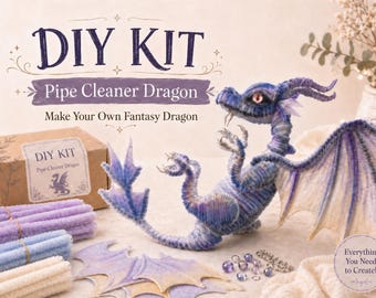 Piprensare Stor Drake Pyssel DIY Kit, Chenille Stjälk Drake, Handgjort Pyssel Set Gåva, Kreativt Hobby Kit