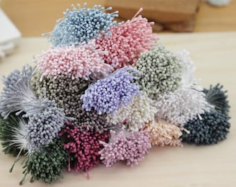 Konstgjorda ståndare för blommor, DIY-tillbehör till blomstercenter, Blomsterpistiller med dubbla huvuden, Handgjorda hantverksmaterial