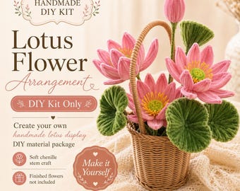 DIY lotusblomset, piprensarlotusarrangemang, handgjort blomsterpyssel, chenilleblomset med stjälkar