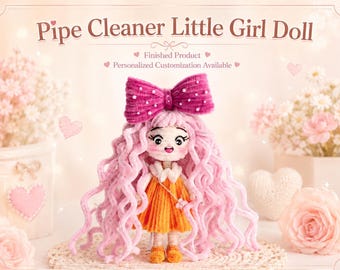Boneca Menina Feita com Limpador de Cachimbo | Decoração de Quarto Personalizável | Boneca Artesanal