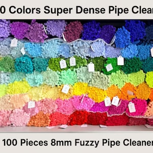 100pcs 8mm Super Dence Pipe Cleaner 30cm, DIY Flower Making Supplies Chenille Stem 104 Colors Available