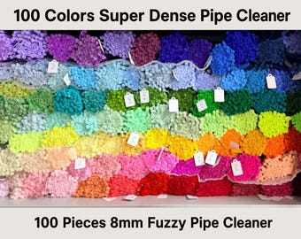 100 st 8 mm Super Dence piprensare 30 cm, DIY-blomtillverkningsmaterial Chenille-stjälk 104 färger tillgängliga