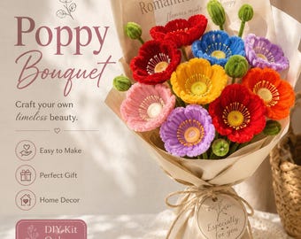 DIY vallmoblomset, för piprensare, vallmo, handgjort blomsterpyssel, buketttillverkningsset