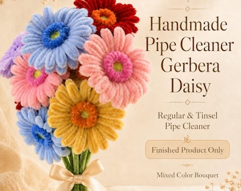 Piprensare Gerbera Daisy, Glitter & Vanlig Chenilleblomma, Handgjord Konstdaisy, Färgglad Blomstergåva, Estetisk Rumsdekoration