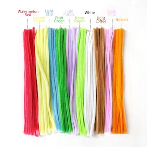 6mm Pipe Cleaners 100 Stems per Bundle, Assorted Color Chenille Stems Bulk, Soft Craft Sticks for DIY Crafts, Kids Projects & Decorations Mix-Light