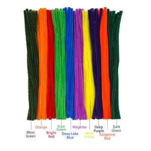 6mm Pipe Cleaners 100 Stems per Bundle, Assorted Color Chenille Stems Bulk, Soft Craft Sticks for DIY Crafts, Kids Projects & Decorations Mix-Classic