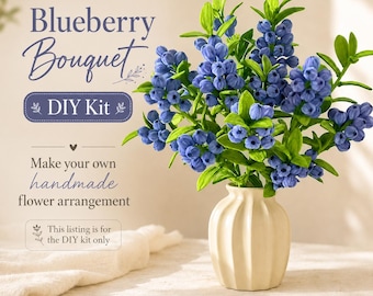 Gör-det-själv blåbärsblomsset, piprensarset, handgjort blomsterpyssel, gör-det-själv-present, heminredning