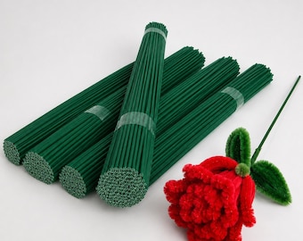 100 st 30 cm/40 cm gröna blomstjälkar, DIY-knippe med tråd för blomsterarrangemang, tråd för blomsterarrangemang, tråd för bukett, material för handgjorda blomster