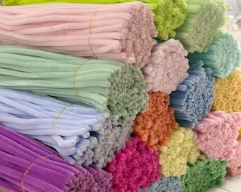 100 unidades de limpador de cachimbo super denso de 8 mm e 30 cm, suprimentos para confecção de flores DIY, haste de chenille, 104 cores disponíveis.